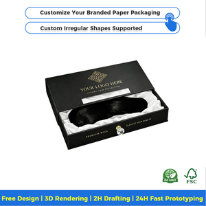 Sac en papier et boîte d'emballage haut <span class=keywords><strong>de</strong></span> gamme écologiques pour perruques, avec feuille d'or et doublure en éponge imperméable UV <span class=keywords><strong>de</strong></span> 2 mm, pour la vente au détail <span class=keywords><strong>de</strong></span> marques <span class=keywords><strong>de</strong></span> perruques - Product Image 3