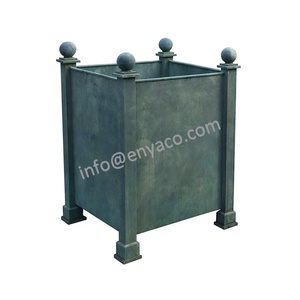 Bán Sỉ Tấm Mạ Kẽm Sân Vườn Lớn Hình Tròn/Vuông/Hình Chữ Nhật Chậu Trồng Cây Bằng Kim Loại Đồ Trang Trí Sân Hiên Hỗ Trợ Hiện Đại Bằng Sắt - Product Image 3