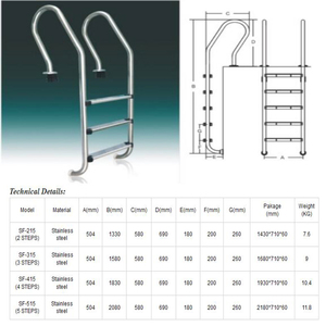 Нержавеющая сталь анти-ржавчина лестница для бассейна противоскользящая лестница для бассейна ступеньки - Product Image 2