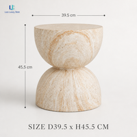 Table d'appoint Luca MGO Hourglass |   Table d'appoint ronde en oxyde de magnésium, aspect travertin, résistante aux intempéries, pour intérieur et extérieur, taille personnalisée, OEM