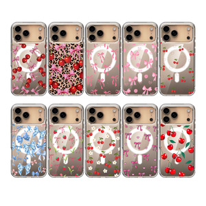 Cherry Bow tình yêu trái tim báo in hoa rõ ràng từ cứng PC chống sốc chống bụi bẩn Trọng lượng nhẹ UV điện thoại di động trường hợp - Product Image 6