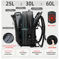 Sac à dos de voyage pour ordinateur portable en tissu Oxford résistant à l'eau, antivol, extensible de 5 cm, avec pompe de compression intégrée, idéal pour les vacances