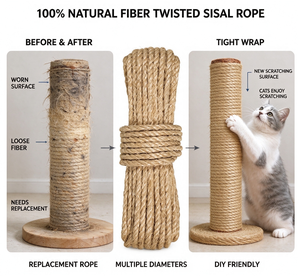 Corde en sisal torsadée 100 % fibres naturelles pour remplacement de poteaux à gratter pour chats, jouets pour animaux de compagnie et fournitures exotiques pour animaux. - Product Image 2