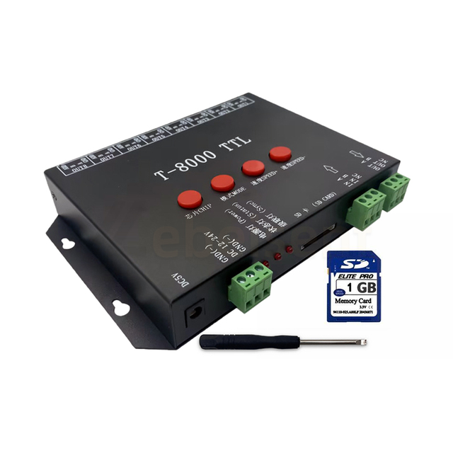 T-8000 TLL LED RGB Programmable Controllers with SD Card for sk6812 WS2812B WS2811 WS2801 LP6803 led digital pixel strips dimmer