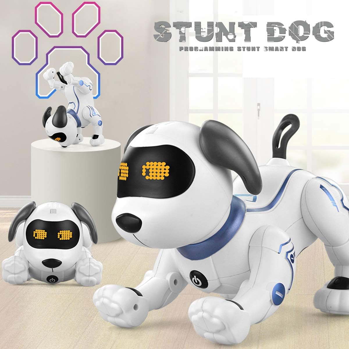 Interactive RC Robot Dog Toy for Kids - Programmable Smart Dancing Robot with Sound LED Eyes | Shenz