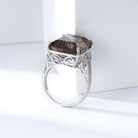 YBO Dainty 925 Sterling Silber Fine Jewelry Natural 20 Karat Rauchquarz Trau ringe für Männer & Frauen Square Cut Diamond