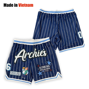 Shorts de basket-ball pour hommes, sur mesure, avec logo brodé, respirants, en mesh, coupe ample, taille oversize - Product Image 1