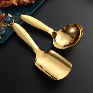 304 Stainless Steel Ice Scoop Spoon Spatula Set For Home Kitchen <b>Dessert</b> Serving Smooth Edge Mirror Finish Comfortable Handle - Product Image 2