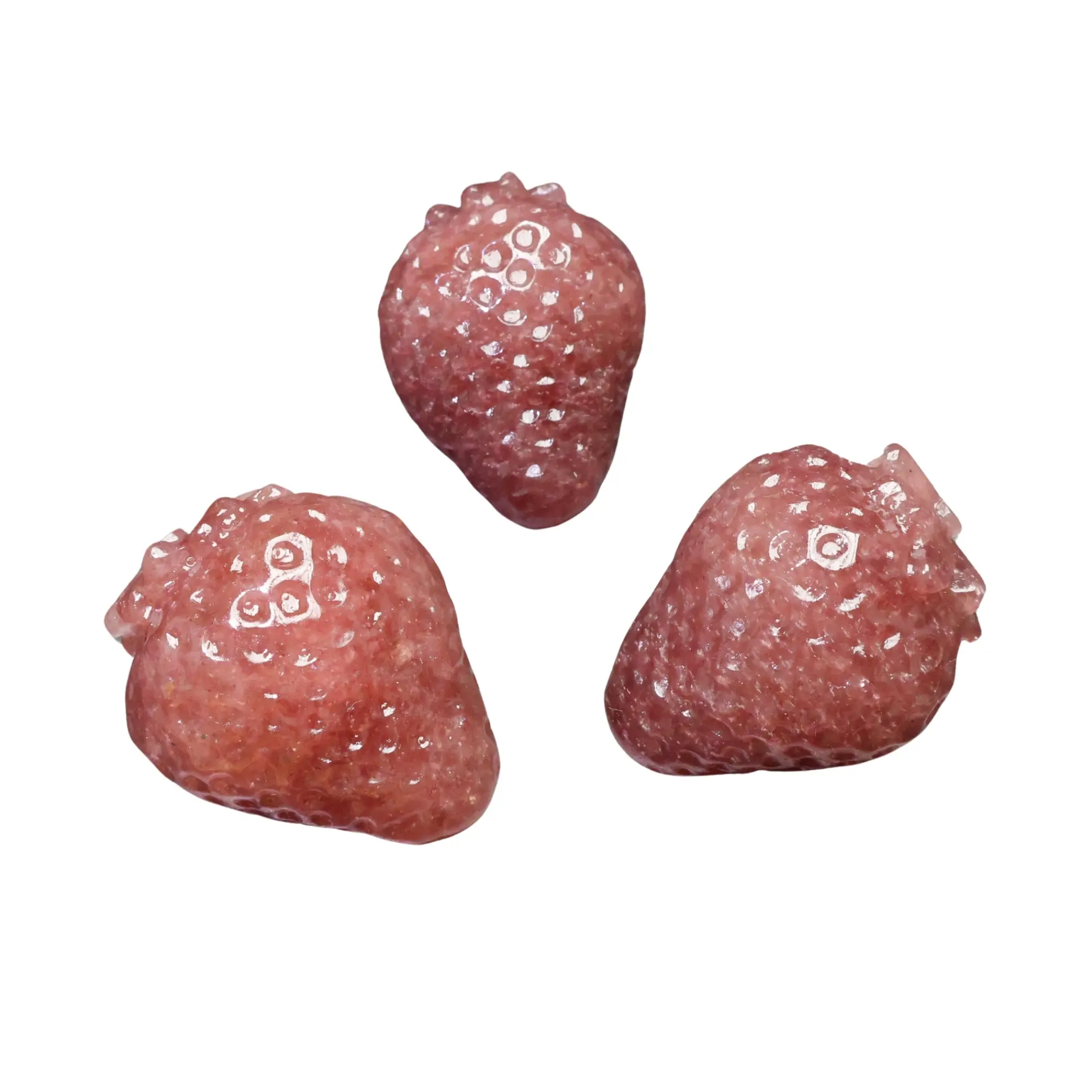 케니 크리스탈 도매 천연 크리스탈 조각 딸기 석영 딸기 과일 조각 가정 장식 및 선물