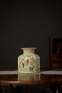 आधुनिक विलासिता nordic रेट्रो सिरेमिक <span class=keywords><strong>vase</strong></span> आइस क्रैक पीले कला डेको शैली के कार्यात्मक टेबलटॉप स्टोरेज जार गृह सजावट सामान - Product Image 6