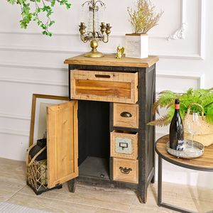 Wholesale Home Living Room Use Farmhouse Rustic Accent Solid Wood Storage Cabinet Vintage Wooden <b>Sideboard</b> 4 Drawers 1 Door <b>ART</b> - Product Image 3