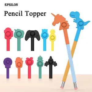 Hot Sale Push Bubble Sensory Fidget Toys Sets Autism Special Needs Stress Relief Silicone Pen Cap pencil cute pencil topper