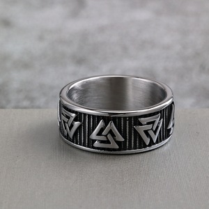 Yunnique Stainless Steel Viking Rune <b>Ring</b> Round Geometric Design <b>Plain</b> Men Women Hip Hop Jewelry Gift - Product Image 2