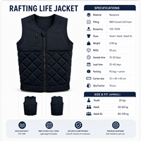 Gilet de flottabilité en néoprène 120-150N pour le rafting en eaux vives, le kayak, le canyoning et le sauvetage aquatique