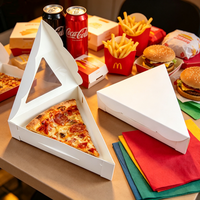 Boîte à pizza triangulaire personnalisée avec fenêtre, en carton blanc, qualité alimentaire, jetable, OEM, taille sur mesure