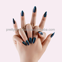 HELIOS 3D Oeil de Chat Vert Presse Magnétique Ongles Matériau ABS 24 Pièces Ultra-fit Couverture Complète Stiletto Design Colle Japonaise pour