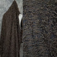 Tissu de vêtement en fibre de poils de cheval à petites particules de couleur brun foncé, texture coupée, pour veste, robe, tissu de créateur JSU-32063
