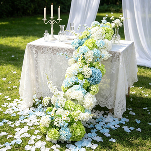 Guirlande de fleurs artificielles en roses, arrangement floral, chemin de table pour mariage, toile de fond florale, décoration d'événements hôteliers - Product Image 1