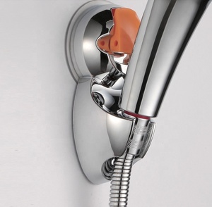 Support de pommeau de douche à ventouse, sans perçage, installation facile, finition chromée, design moderne, pour hôtel, appartement, salle de bain, fixation murale - Product Image 2