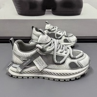 Nouvelles Chaussures d'été pour Hommes Style Vintage Vieilli Respirantes en Maille avec Semelle Extérieure en TPU Color-block Baskets Épaisses Polyvalentes