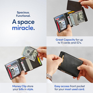 Minimalist Men's <b>Wallet</b> Black Carbon Fiber Pattern Multi-card <b>Holder</b> Everyday Use - Product Image 4