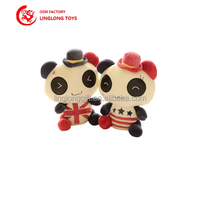 OEM juguetes de animales de dibujos animados de peluche para niños suave con una gorra de rayas de peluche Panda personalizado empresa de peluche mascota logotipo imprimible