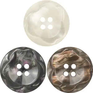 Hot Sales Garment buttons Fashion resin pearl plastic colorful shirt polyester 4 hole button for shirt