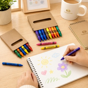 Lot de crayons de <span class=keywords><strong>cire</strong></span> promotionnels miniatures (4, 6, 8, 12 couleurs) pour étudiants et enfants, avec logo personnalisé imprimé sur boîte en papier kraft – Vente en gros - Product Image 2