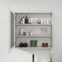 Vente en gros discount armoire de salle de bain design murale en PVC vasque en céramique et armoire à miroir LED vanité de salle de bain