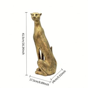 Elegante Estatua de Leopardo en Resina Dorada - Escultura Decorativa Moderna de Lujo para el Hogar, Arte Hecho a Mano para la Entrada - Product Image 3