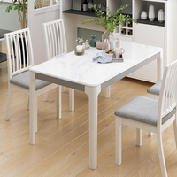 Table à manger extensible, meuble de salle à manger en verre 4 places et ensemble de chaises