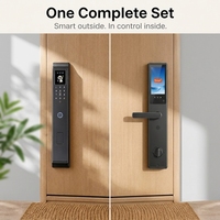 Kit de Serrure de Porte Intelligente avec Reconnaissance Faciale 3D, Empreinte Digitale, Clavier, Application Tuya, Interphone Vidéo, Écran Intérieur, Commande Manuelle par Bouton Rotatif, Clé pour Porte en Bois