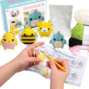 Dễ dàng tìm hiểu để làm bằng tay khủng long sang trọng Keychain Knit Crochet Kit với Crochet Hooks sợi thiết lập - Product Image 1