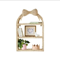 Étagère de rangement moderne en rotin avec nœud papillon, Meuble de luxe pour décoration murale, Étagère de présentation, Étagère de rangement pour jouets