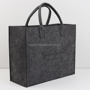 Bolsos Tote Casuales Rectangulares de Fieltro PET Unisex, Precio de Fábrica OEM, Color Gris Oscuro, Logotipo Personalizado con Láser, Cosidos a Máquina, Duraderos - Product Image 3