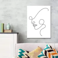 New Fashion Woman Face Sketch One Line Drawing Simple stretch Canvas Painting Hanging Wall Art for Home Decor