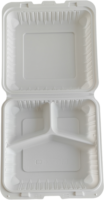 Contenitore Ecologico Usa e Getta per Microonde 8x8'' 8 Pollici con 3 Scomparti, Scatola per Asporto con Cerniera in MFPP