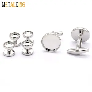 Wholesale Custom Made Blank Silver Cufflinks And Studs For Business Wedding