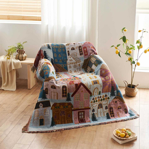 Nouvel arrivage de couverture tissée tricotée de <span class=keywords><strong>ville</strong></span> de Noël de luxe <span class=keywords><strong>tapisserie</strong></span> Camping pique-nique jeter des couvertures pour canapé-lit - Product Image 2