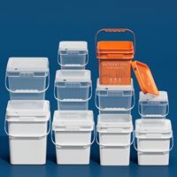 Vente en gros seau carré en plastique personnalisé de haute qualité avec couvercle seau carré de stockage des aliments de 5 gallons avec poignée