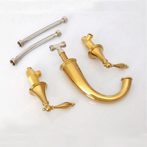 Vòi lavabo mạ vàng kiểu cổ điển, vòi chậu mạ đồng cổ, vòi nước mạ vàng cao cấp, vòi trộn nóng lạnh cho phòng tắm, vòi chậu rửa mặt - Product Image 6