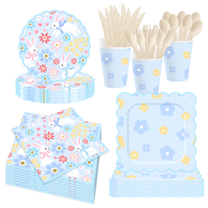 DAMAI - Juego de Vajilla Desechable con Diseño de Flores Silvestres para Fiestas Temáticas de Primavera, Platos y Servilletas de Papel para Bodas y Pascua - Product Image 2