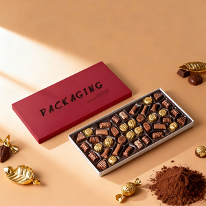 Scatola di Imballaggio in Carta per Cioccolato, Caramelle e Biscotti Natalizi con Logo Personalizzato, Base e Coperchio in Cartone di Lusso per Alimenti - Product Image 1