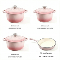 Ensemble de 5 casseroles en fonte émaillée, compatibles avec les cuisinières à induction et à gaz, pour la cuisine à domicile