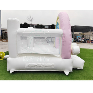 Casa Inflable de Brinco con Diseño de Arcoíris Pastel y Nubes Blancas - PVC Comercial Personalizable para Alquiler de Fiestas Infantiles en Interiores/Exteriores - Product Image 4