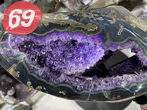 En gros, Grappe de cristaux naturels, spécimen minéral, géode d'améthyste polie, géode d'améthyste en forme de peau d'agate, grande géode d'améthyste en grappe - Product Image 3
