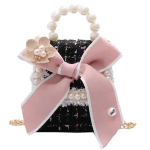 Children Mini Purses and Handbags Cute Pearl Handle Kids Princess Girls Crossbody Shoulder Bag