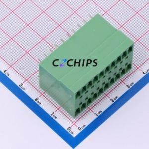 DB2EVH-3.5-2*10P-GN Plug-in Terminal Block Through hole,P=3.5mm Connector Board-to-Board / Socket - Closed 2x10P 3.5mm Green - Product Image 1