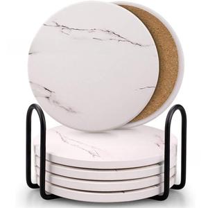 Posavasos de cerámica redondos con diseño de mármol al por mayor posavasos de corcho en blanco con logotipo personalizado - Product Image 3