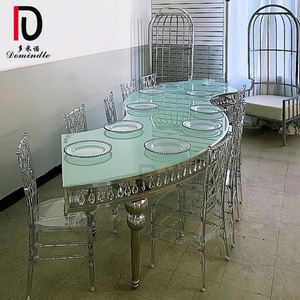 Boda chic diseño marco de acero inoxidable con vidrio templado en la parte superior y la mitad de la Mesa Redonda de comedor - Product Image 5